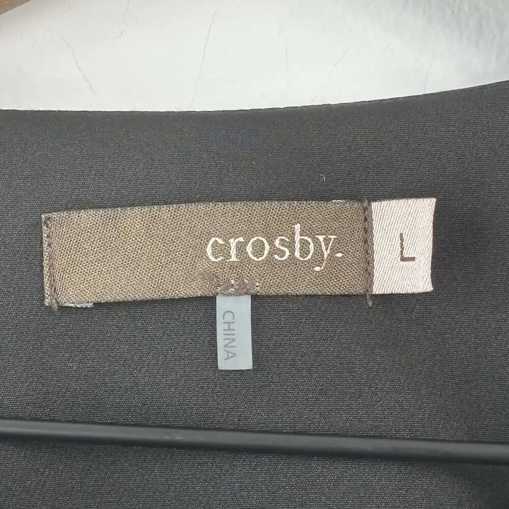 Crosby‎ Womens Jacket Black Large Zip Up Bomber Style Business Casual Stretch